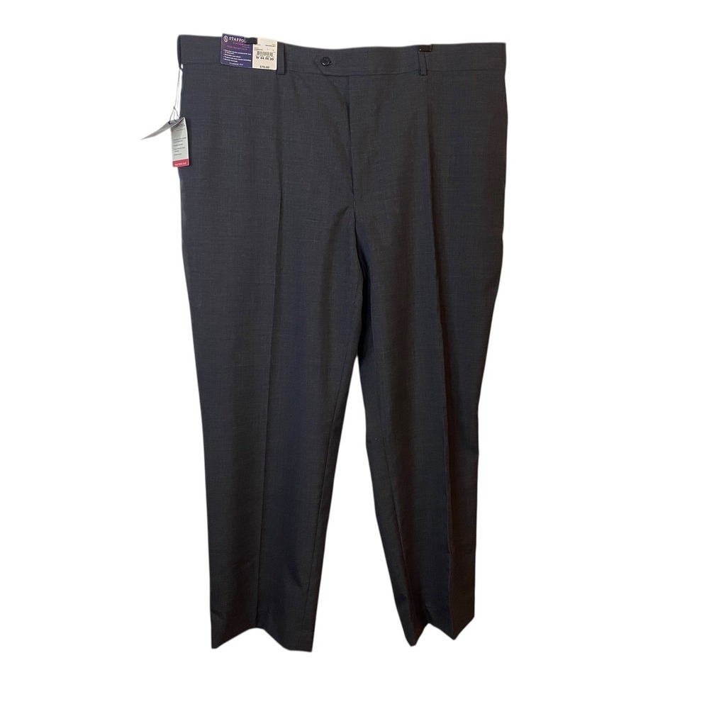 Stafford Performance Mens Dress Pants 44x30 Classic Fit Year Round Ease Gray NWT